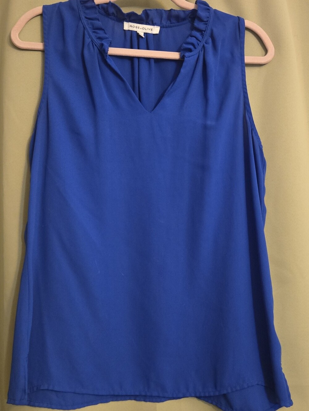 Rose & Olive Royal Blue Sleeveless V-Neck Top